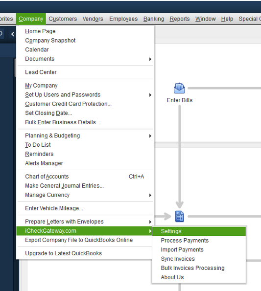 Quickbooks plugin settings